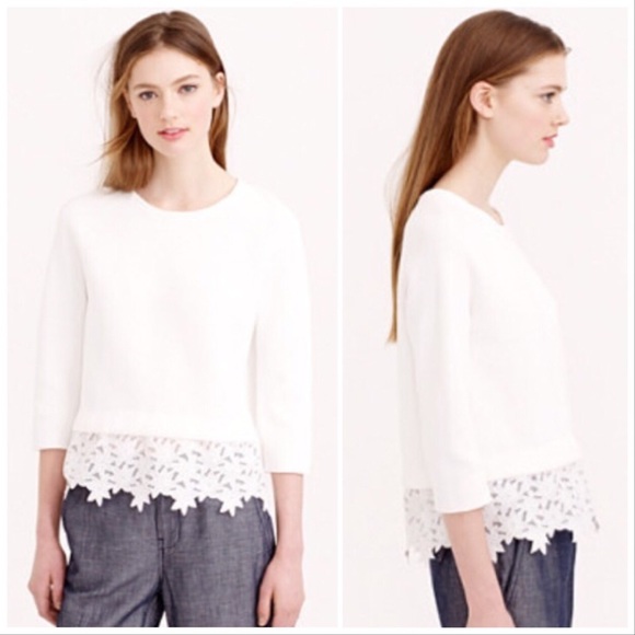 J. Crew Sweaters - 50%OFF🎉J Crew | White Eyelet Panel Lace Sweater